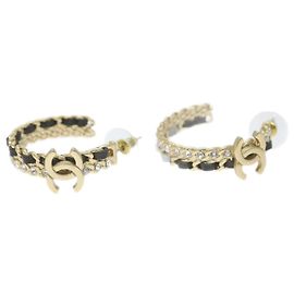 CHANEL Boucle d'oreille créole Pierce ton or CC Auth bs9647 Autre