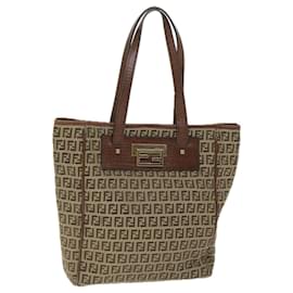Fendi-FENDI Zucchino Canvas Tote Bag Beige Auth hk887-Beige