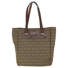 Fendi-FENDI Zucchino Canvas Tote Bag Beige Auth hk887-Beige