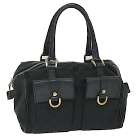 Gucci-GUCCI GG Canvas Hand Bag Black 153026 auth 58049-Black