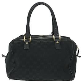 Gucci-GUCCI GG Canvas Hand Bag Black 153026 auth 58049-Black