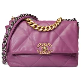 Chanel-Bolsa CHANEL Chanel 19 em Couro Violeta - 101548-Roxo