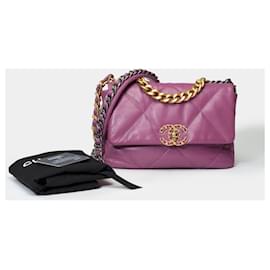 Chanel-CHANEL bag Chanel 19 in Violet Leather - 101548-Purple