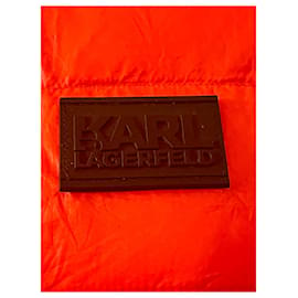 Karl Lagerfeld-Piumino rosso parzialmente imbottito in piuma, rosso neon-Rosso