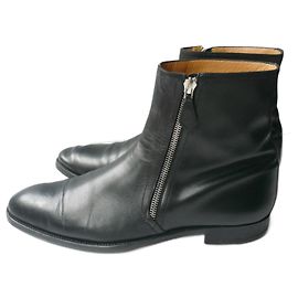 Hermès HERMES Bottines JERRY Cuir noir BE T41,5 IT Noir