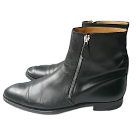 Hermès-HERMES JERRY ankle boots Black leather BE T41,5 Item-Black