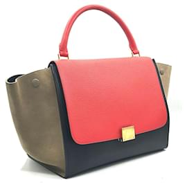 Céline-celine trapeze tricolor leather and suede-Red