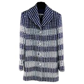 Chanel-Chaqueta de tweed Lesage con botones CC-Azul marino