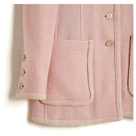 Chanel-SS1994 Jaqueta Chanel de lã rosa claro FR38-Rosa
