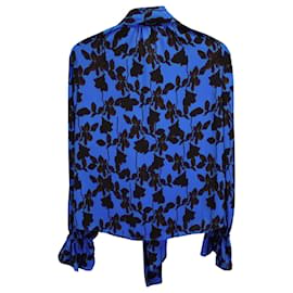 Diane Von Furstenberg-Diane Von Furstenberg Long Sleeve Tie-Neck Blouse in Blue Polyester-Other