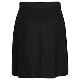 Chanel-Chanel Button Detailed Skirt in Black Wool-Black