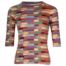 Gestreifter Chanel-Pullover aus mehrfarbigem Kaschmir Andere Python drucken