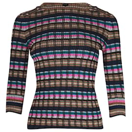 Chanel-Suéter Chanel Listrado em Lã Multicolor-Multicor