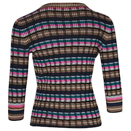 Chanel-Suéter Chanel Listrado em Lã Multicolor-Multicor