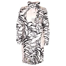 Valentino Garavani-Valentino  x Moncler Tiger Print Puffer Coat in White Nylon-Other