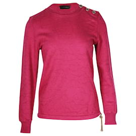 Chanel-Chanel Button Detail Sweater in Pink Cotton-Pink