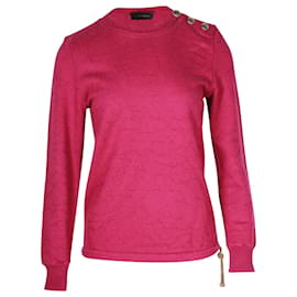 Pull Chanel boutonné en coton rose Rose