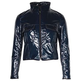 Chanel Cropped Jacket in Navy Blue Nylon Blue Navy blue