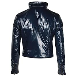 Chanel-Chanel Cropped Jacket in Navy Blue Nylon-Blue,Navy blue