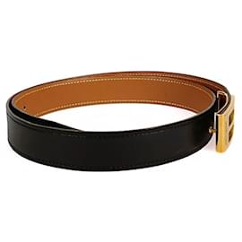 Hermès-Hermès vintage two-tone leather belt from 1984-Black