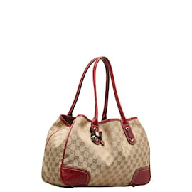 Gucci-La bolsa de asas Princy de lona GG 163805-Castaño