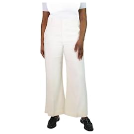Chloé-Pantalon droit en lin mélangé crème - taille FR 42-Écru