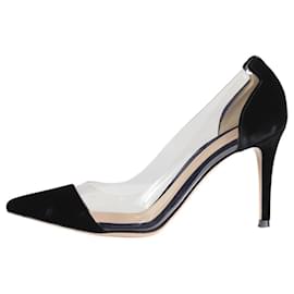 Gianvito Rossi-Sapatos pretos de veludo plexi com bico pontiagudo - tamanho UE 37.5-Preto