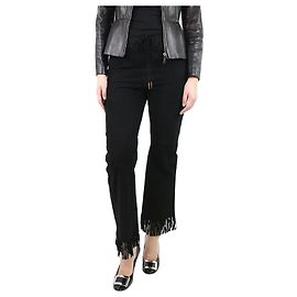 Christian Dior Pantalon à franges en daim noir - taille UK 8 Noir