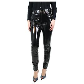 Rag & Bone Black vinyl coated trousers - size UK 12 Black