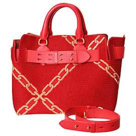 Burberry-Sac porté épaule à motif maillons de chaîne rouge-Rouge