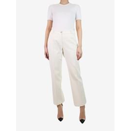 Chanel-Pantalón de algodón color crema - talla UK 14-Crudo
