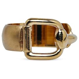 Gucci-Gucci Gold Horsebit Scarf Ring-Golden