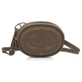 Hermès-Hermes Brown Swift en el bolso de cinturón Loop-Castaño,Gris pardo