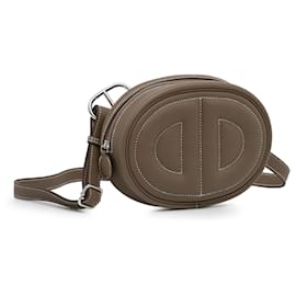 Hermès-Hermes Brown Swift en el bolso de cinturón Loop-Castaño,Gris pardo
