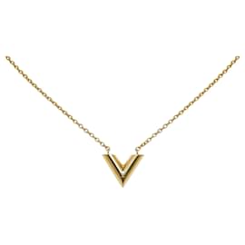 Louis Vuitton-Colar Louis Vuitton Gold Essential V-Dourado