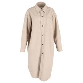 Autre Marque-The Frankie Shop Robe chemise mi-longue en laine beige-Beige