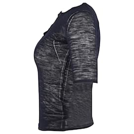 Isabel Marant Etoile-Top a mezza manica aderente Isabel Marant Etoile in cotone blu navy-Blu navy