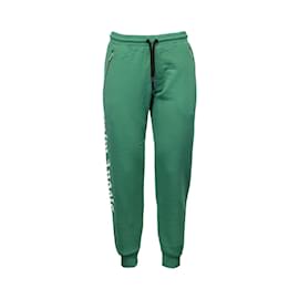 Palm Angels-Pantaloni sportivi verdi con logo laterale-Verde