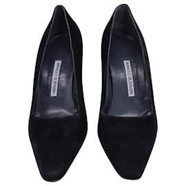 Manolo Blahnik-Zapatos de salón Manolo Blahnik con punta en ante negro-Negro