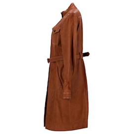 Burberry-Burberry Trench Coat in Brown Leather-Brown