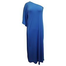 Michael Kors One-Shoulder-Maxikleid aus blauem Polyester Blau