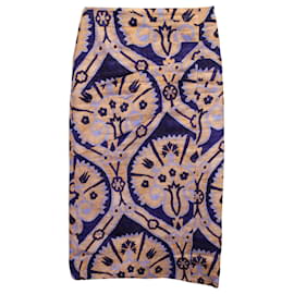 Autre Marque-Johanna Ortiz Floral-Print Midi Skirt in Multicolor Linen-Other,Python print