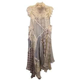 Zimmermann-Zimmermann Cavalier Plaid Asymmetric Dress in Beige Silk-Beige