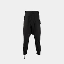 Unravel Project-Drop Crotch Trousers-Black
