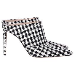 Altuzarra Checkered Davidson Houndstooth Mules in White Canvas Other