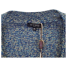Etro-Jersey con frente en V bicolor de lana y cachemira azul Etro-Azul