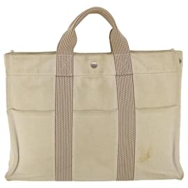 Hermès-HERMES cabas MM Sac à main Toile Beige Auth th4223-Beige