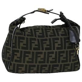 Fendi-FENDI Zucca Canvas Bolso de mano Negro Marrón Auth bs9136-Castaño,Negro