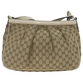 Gucci-GUCCI GG Canvas Shoulder Bag Beige 296834 Auth ti1339-Beige