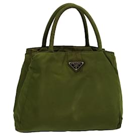 Prada-PRADA Hand Bag Nylon Khaki Auth 58218-Khaki